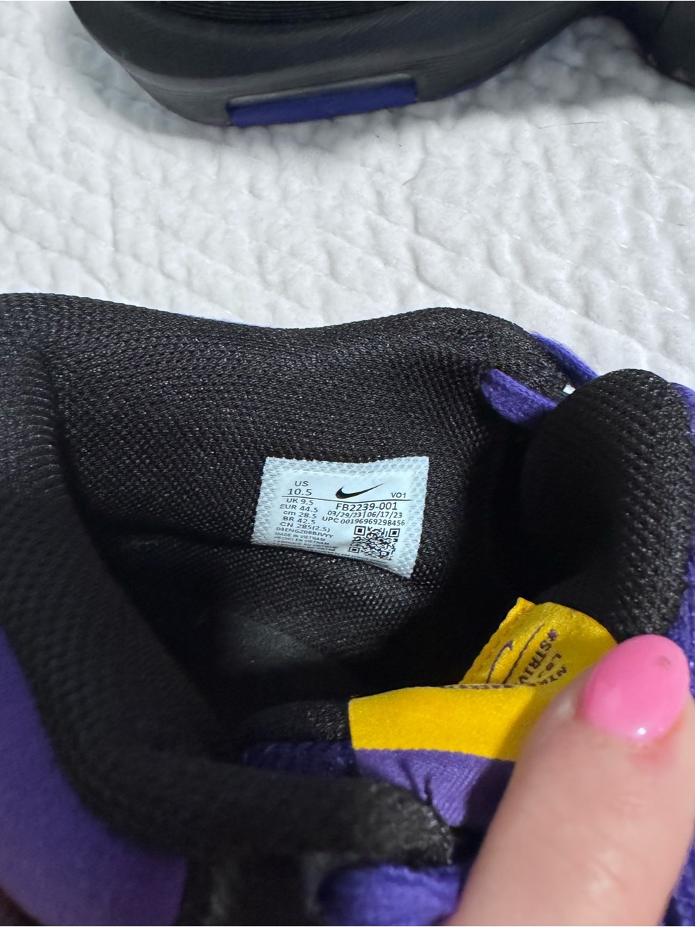 Nike Kids Black, Purple & Yellow Basketball Sneakers - Picture 5 of 6